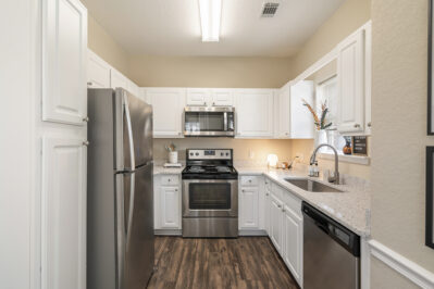 Kitchen with silver appliances